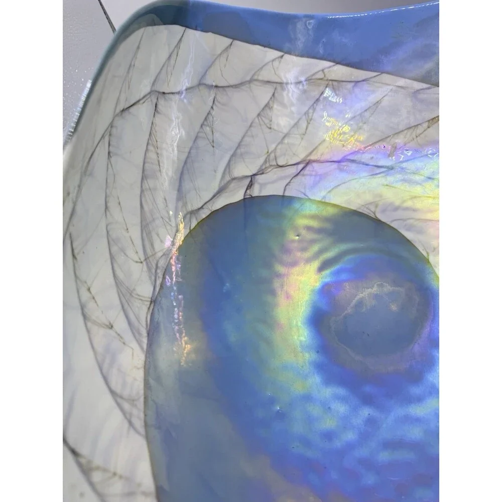 VTG Murano Italian Art Glass Bowl Sea Shell XL 21” Folded Fornace Ferro RARE